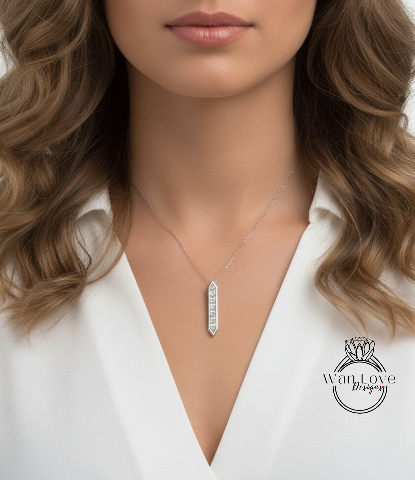 East West 2 vie orizzontale o verticale Princess Trillion Moissanite bianco rosa blu zaffiro rubino smeraldo collana con 8 gemme fascino personalizzato