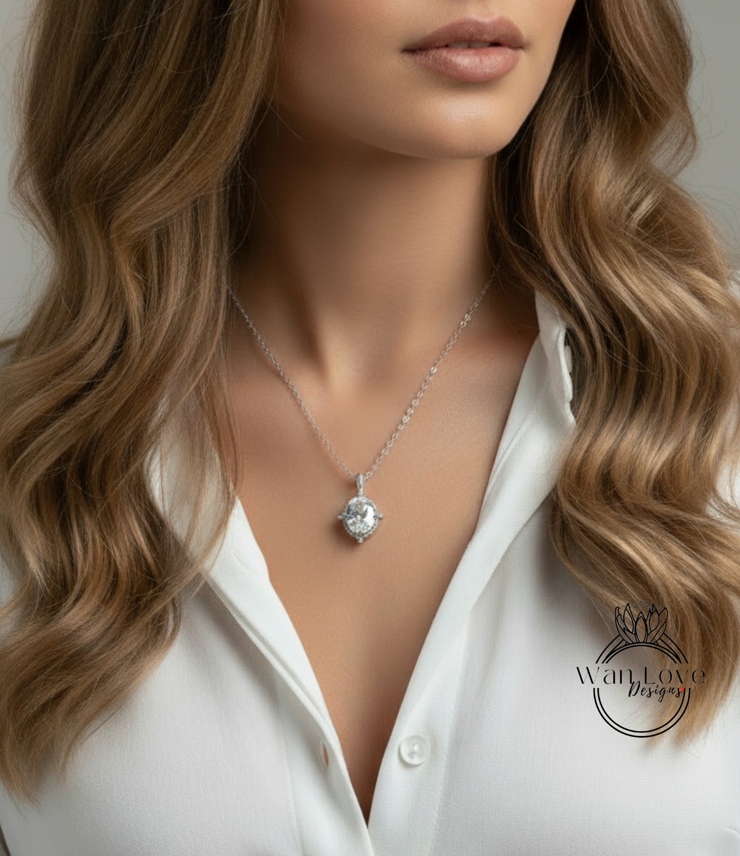 Collana vintage ovale in Moissanite, oro rosa, diamante milgrain, ciondolo multi pietra, collana a catena da sposa in oro bianco con taglio ovale