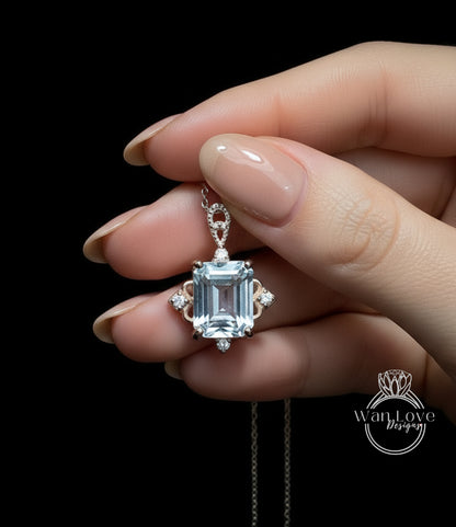 Moissanite & Diamond Necklace | 18k Gold Chains | Genuine Moissanite | Customizable Birthstone Necklace | Unique Vintage Necklace | Gift For Her