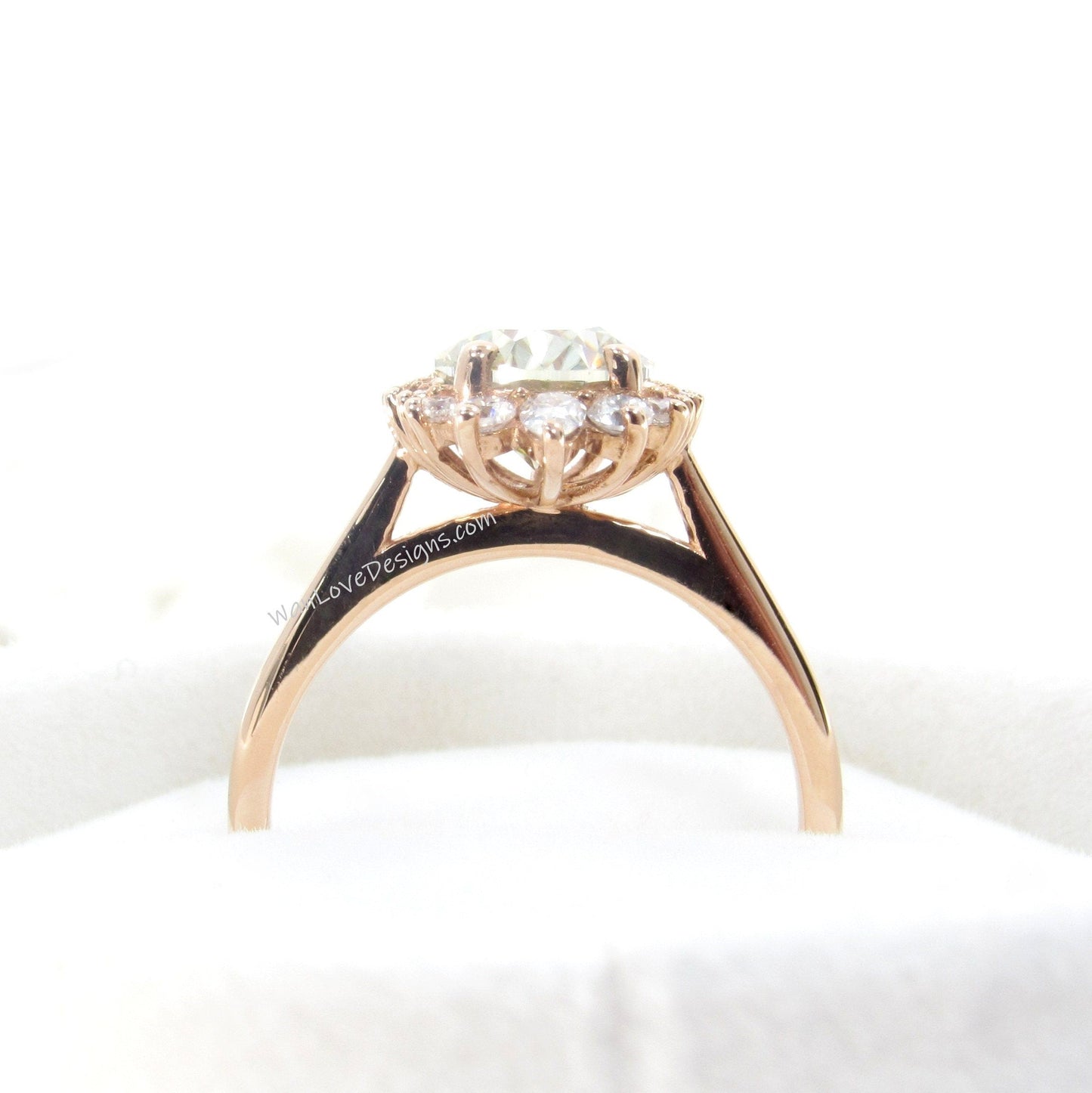 Oval Champagne Moissanite engagement ring vintage rose gold Unique Cluster engagement ring women Sunburst wedding Bridal gift-Ready to Ship Wan Love Designs