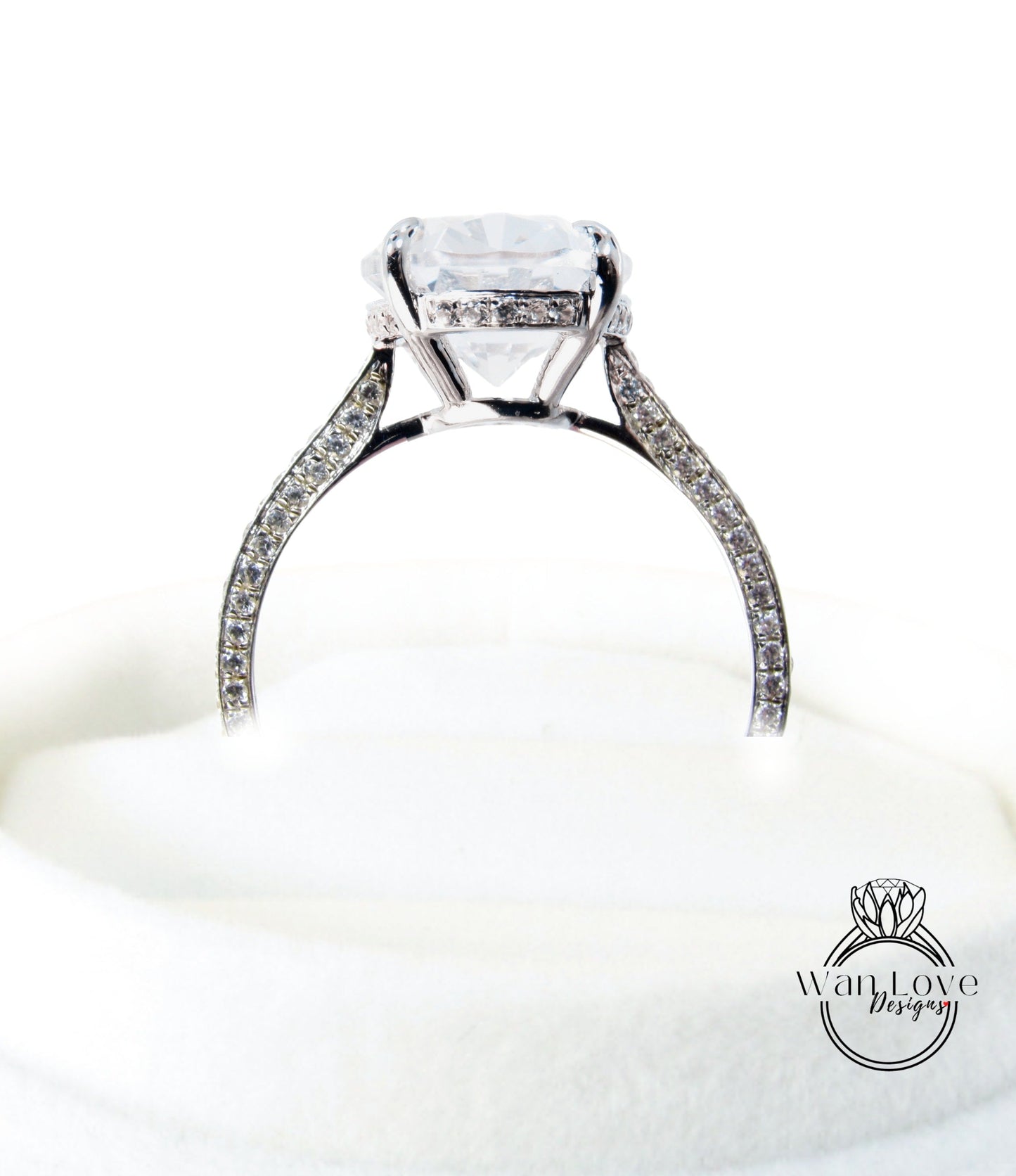 Oval Moissanite & Diamonds Oval Engagement Ring, Celebrity style Ring, Oval Moissanite Wedding Ring, Bridal Ring Design, Gift for her Wan Love Designs