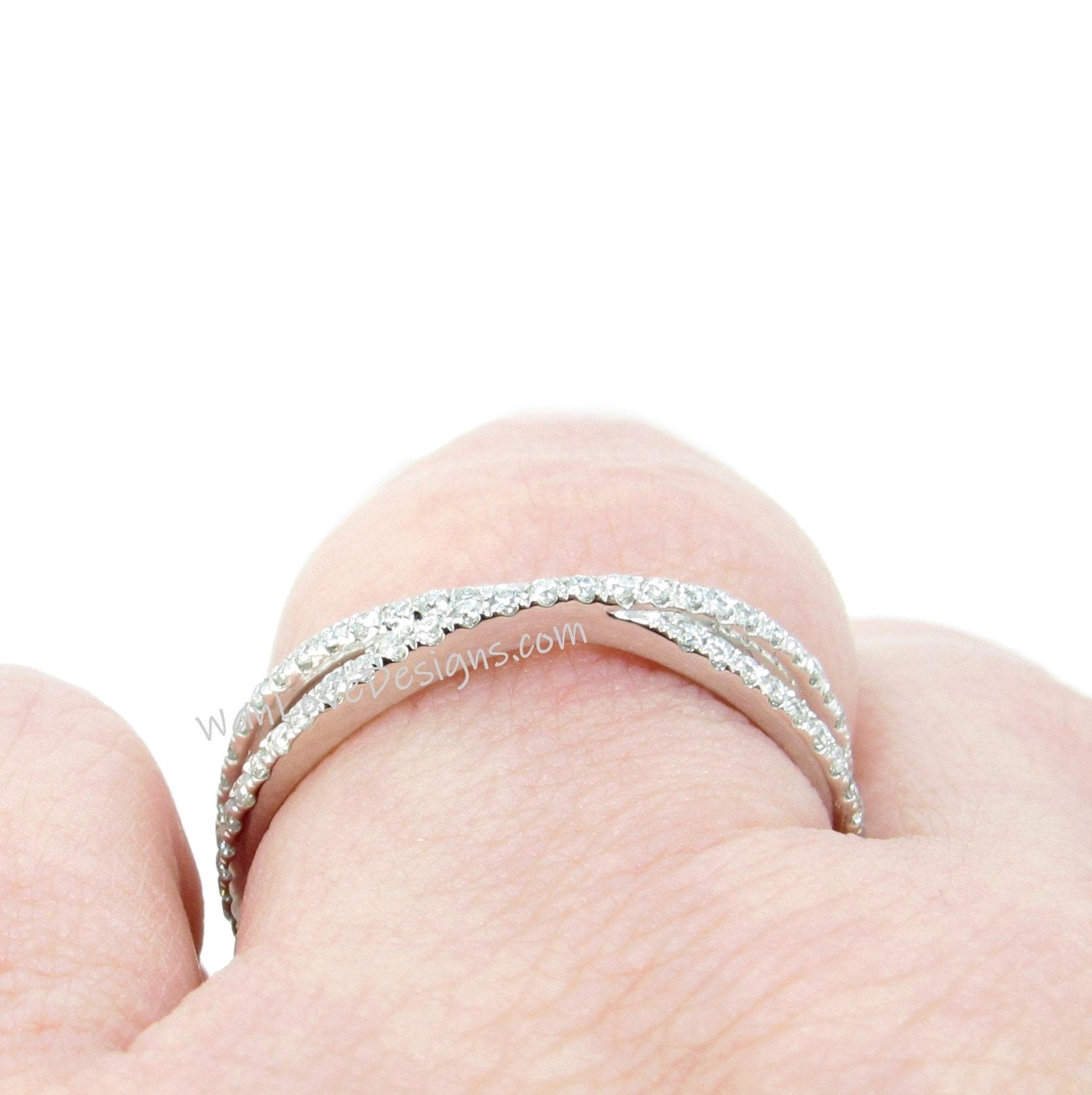 Pave X Ring • Criss Cross Diamond Ring • Almost Eternity Ring • Minimalist Jewelry • Double Band Ring • Gift for Her Wan Love Designs