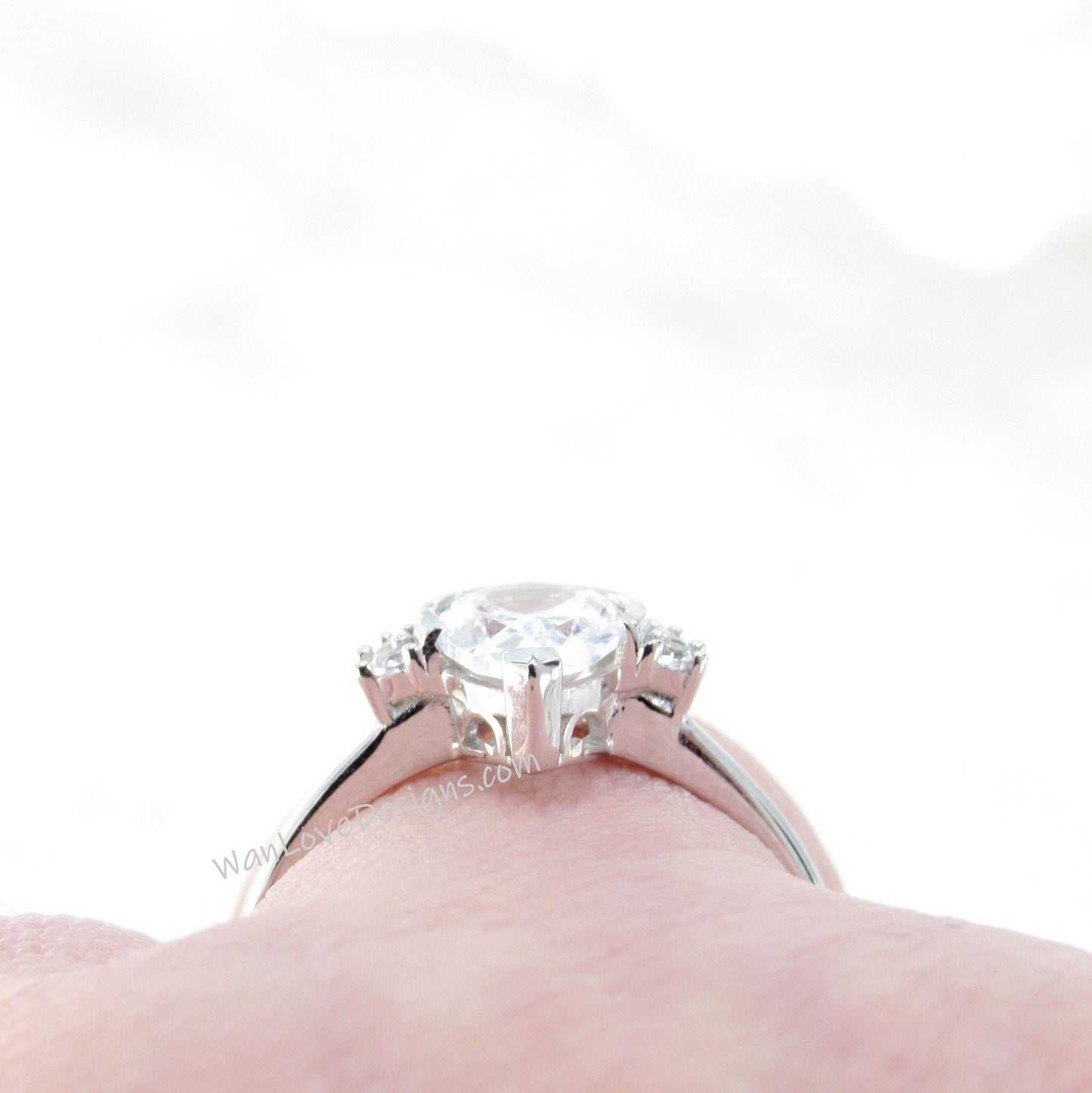 Pear Cut Emerald Ring, Semi Bezel Ring, Half Halo Diamonds ring, Emerald Engagement Ring, Emerald Halo Ring, May Birthstone Wan Love Designs