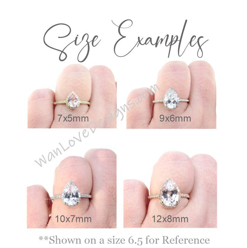 Pink Sapphire Diamond Halo Engagement Ring,Pear,Plain shank Band, 14k White Yellow Rose Gold-Platinum-Custom-Wedding-Anniversary Wan Love Designs