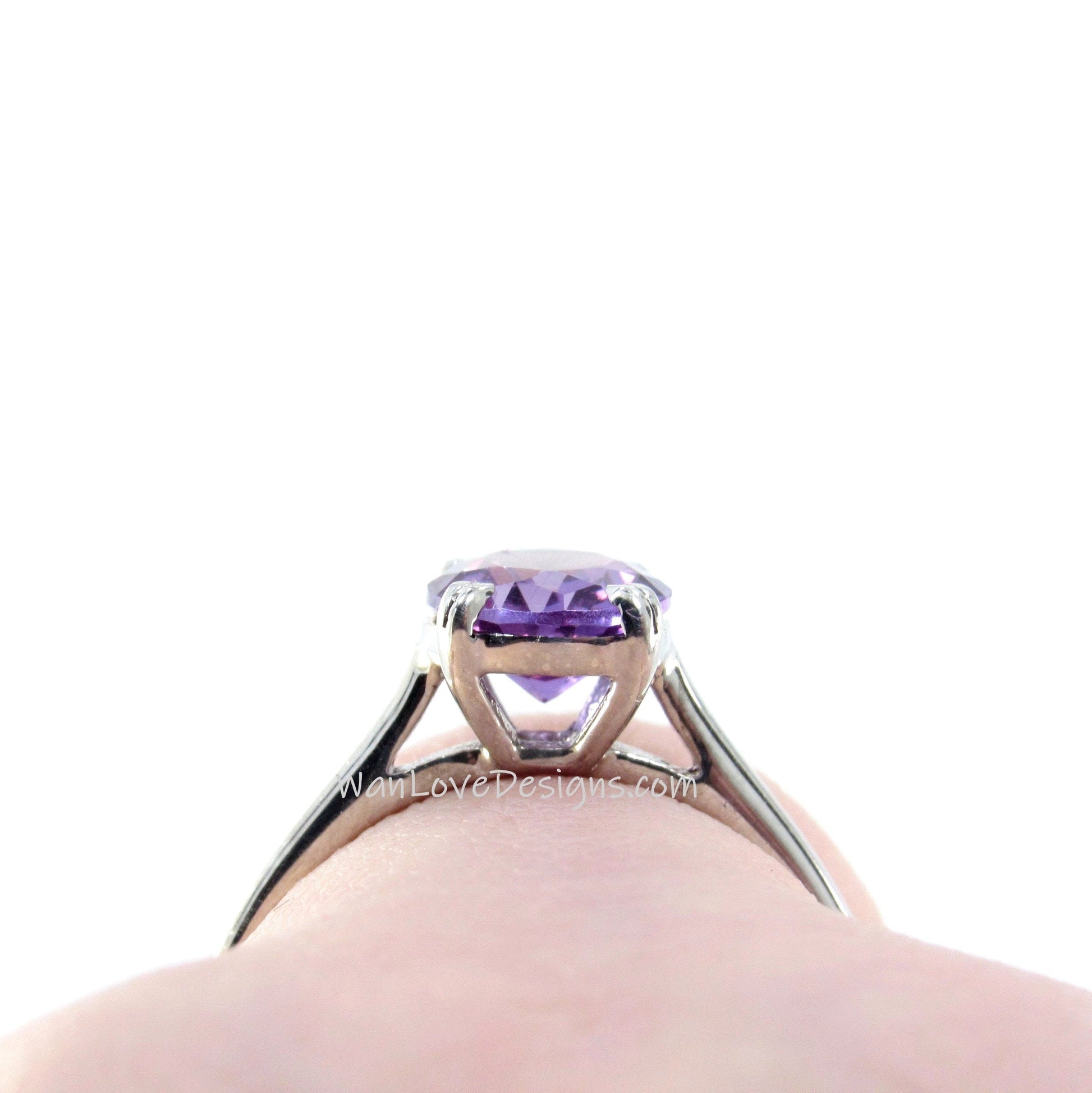 Purple Sapphire Alexandrite Color Change Oval Engagement Ring, Solitaire, 14k 18k White Yellow Rose Gold,Platinum,Custom,Wedding,Gift Wan Love Designs