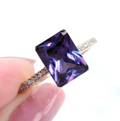 Purple Sapphire Alexandrite Color & Diamond Engagement Ring Emerald Radiant 14k 18k White Yellow Rose Gold-Platinum-Custom-Wedding Wan Love Designs