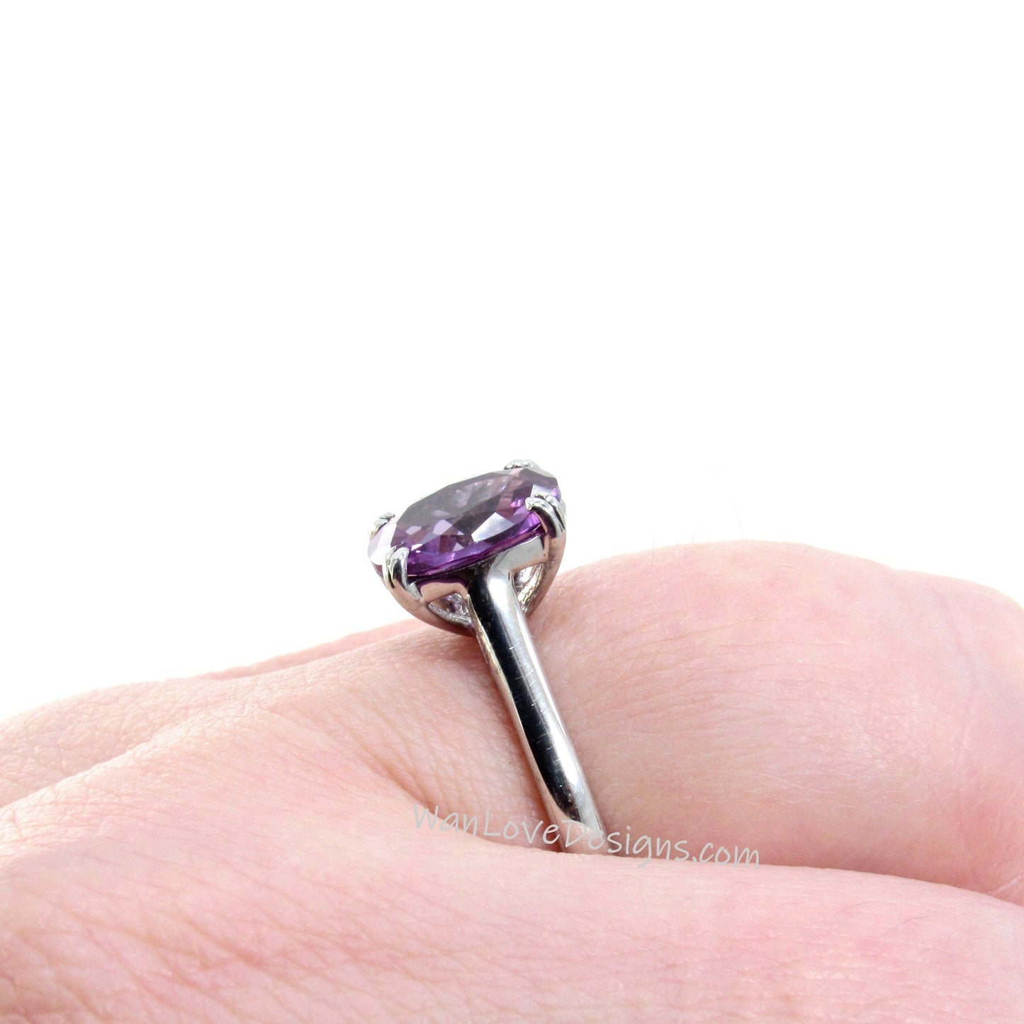 Purple Sapphire Alexandrite Color Solitaire Oval Engagement Ring 3ct 9x7mm Wedding Anniversary Gift promise ring gift for her-Ready to Ship Wan Love Designs