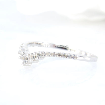 Ready to Ship Curved Half Eternity Tiara Wedding Band, Tiara White Sapphire Band, Curvy Wedding Band WanLoveDesigns Wan Love Designs