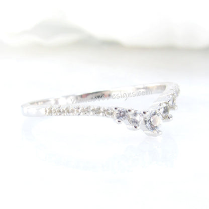 Ready to Ship Curved Half Eternity Tiara Wedding Band, Tiara White Sapphire Band, Curvy Wedding Band WanLoveDesigns Wan Love Designs