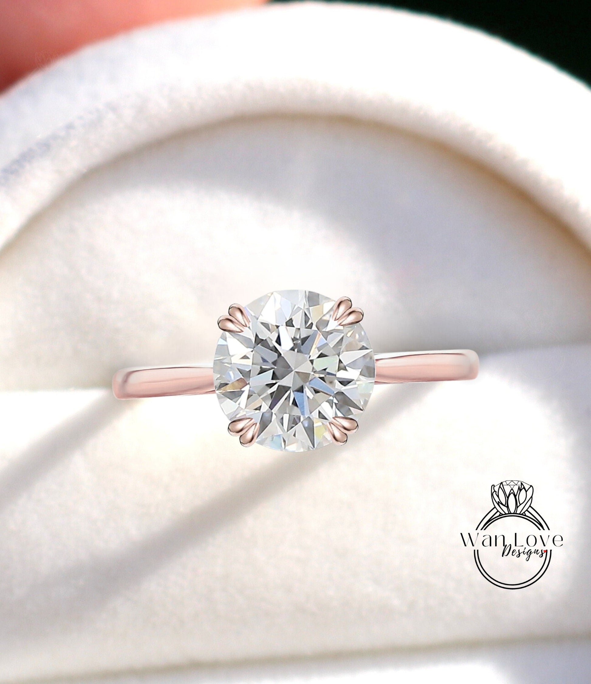 Round Diamond Solitaire Engagement Ring 14k Gold, Lab Diamond Proposal Ring, Ethical Jewelry, Eco Friendly Diamond, IGI HPHT CVD Lab Diamond Wan Love Designs