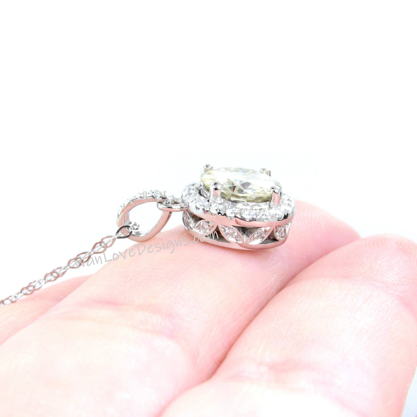 Round Salt & Pepper Diamond Necklace, 18K White Gold Diamond Halo Necklace, Halo Diamond Necklace, Round Diamond Pendant Fine Quality Wan Love Designs