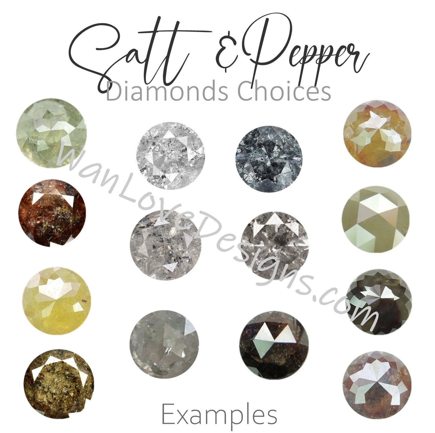 Round Salt & Pepper Diamond Necklace, 18K White Gold Diamond Halo Necklace, Halo Diamond Necklace, Round Diamond Pendant Fine Quality Wan Love Designs