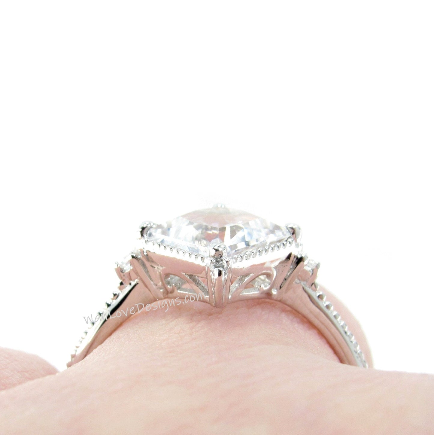 Ruby & Diamond Engagement Ring, Milgrain, Kite, NSEW, Princess, Custom,14k 18k White Yellow Rose Gold-Platinum, Wedding, WanLoveDesigns Wan Love Designs