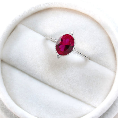 Ruby & Diamond Oval Milgrain Engagement Ring, 14k 18k White Yellow Rose Gold, Platinum,Custom,Wedding,North Star, WanLoveDesigns Wan Love Designs