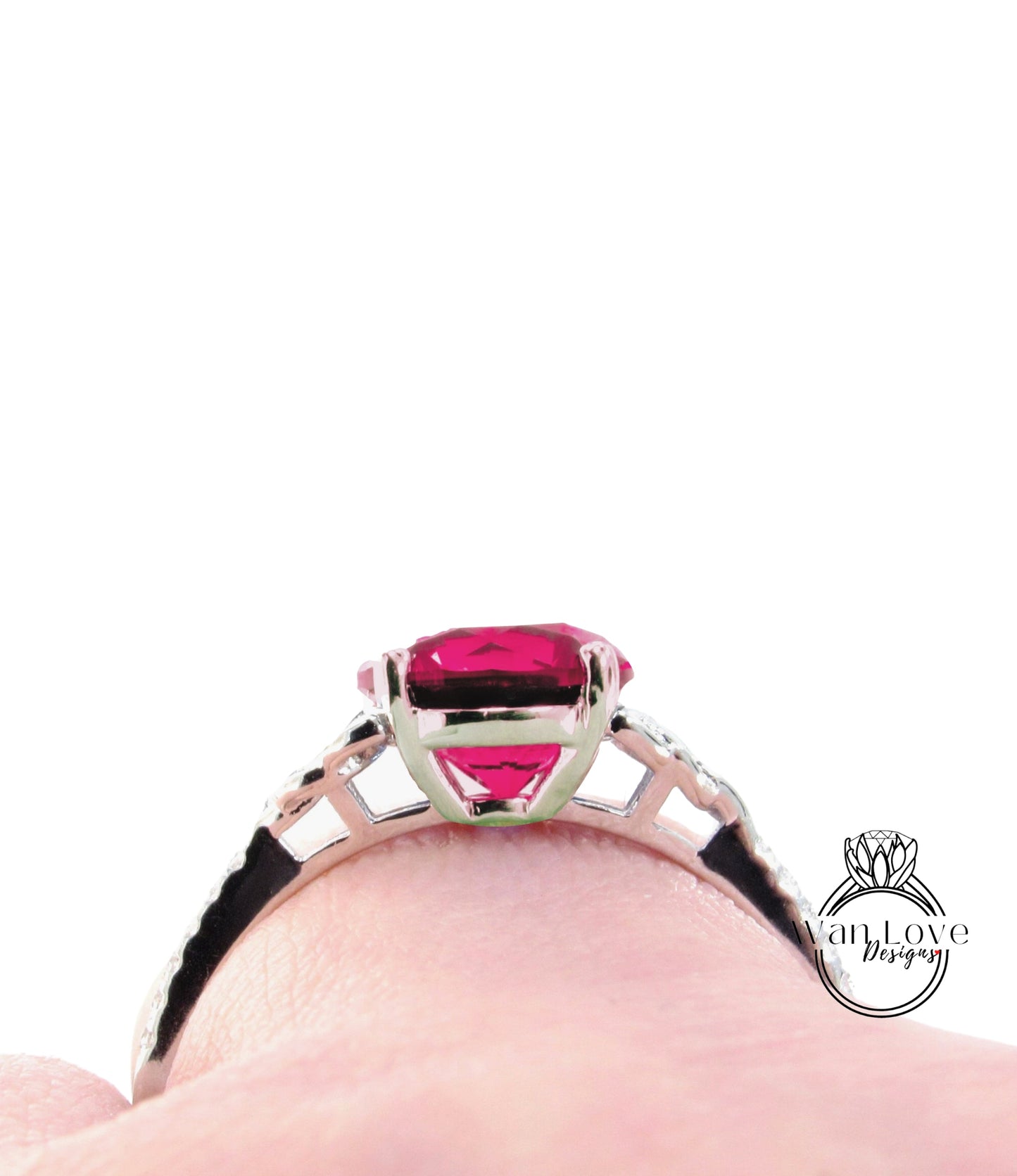 Ruby & Diamond Round Celtic Knot Engagement Ring, Custom,14k 18k White Yellow Rose Gold,Platinum,Wedding,Anniversary Gift,Double Wan Love Designs