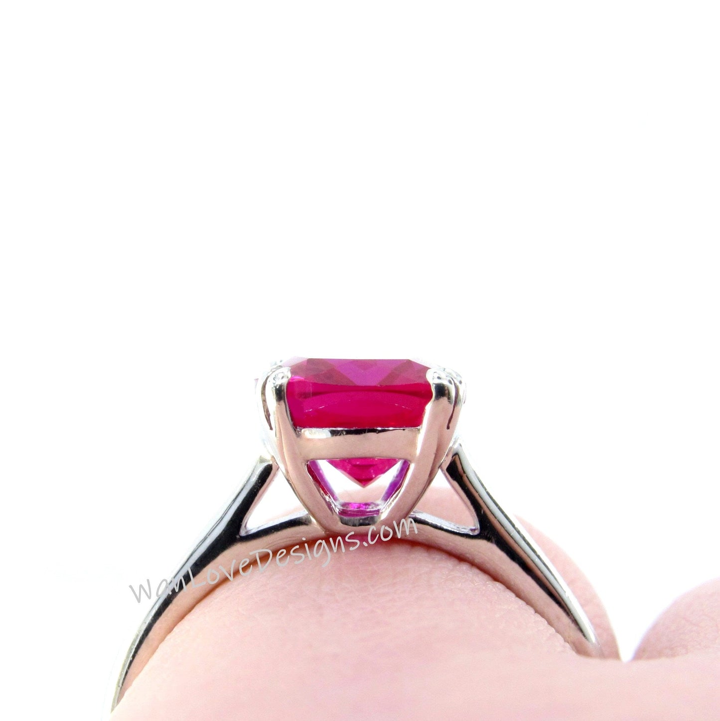 Ruby Elongated Cushion Engagement Ring Solitaire 4ct Carat Vintage Wedding Bridal ring Anniversary promise prong ring Gift-Ready to Ship Wan Love Designs