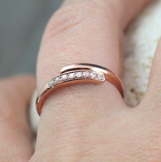 Sample Sale Ready to ship-Diamond Twist Twisted Stackable Wedding Band Ring-Silver white yellow rose gold-size 6.5-Engagement Wan Love Designs