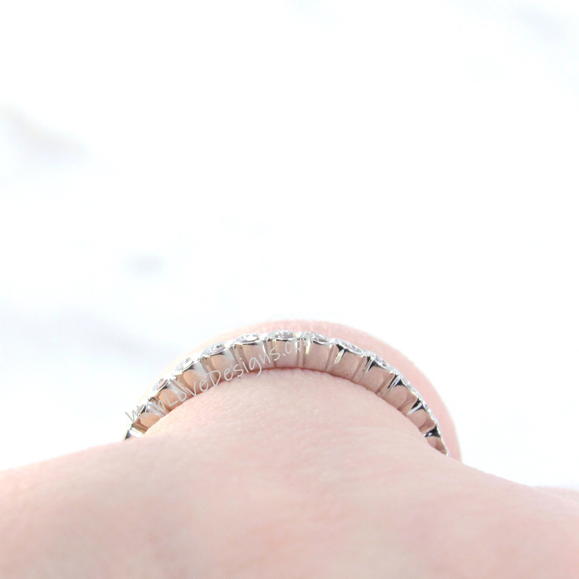 Sample Sale Ready to ship-Pink Sapphire Circle Bezel set Full Eternity Wedding Band, Stackable Ring, Engagement, Anniversary Gift Wan Love Designs