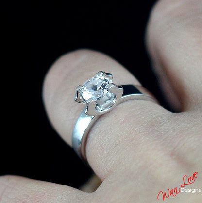 Sample Sale Ready to ship-White Sapphire Solitaire Modern Tension set Round 1ct 6mm design Engagement band Ring, Wedding, Anniversary Gift Wan Love Designs