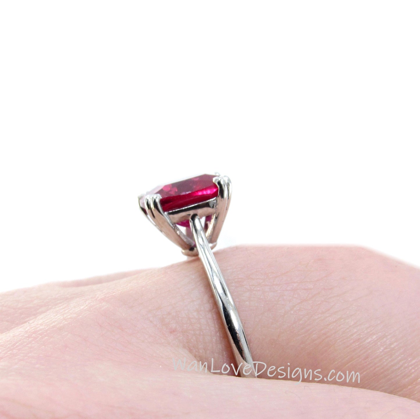 Solitaire Cushion cut Ruby engagement ring double prong ring classic cushion minimalist ring anniversary promise ring art deco wedding ring Wan Love Designs