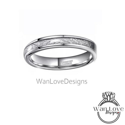 Tungsten Meteorite Ring Wedding Band, Mens Wedding Band, Tungsten Ring, Silver Tungsten Band, 8mm wide, 6mm wide, 4mm wide Wan Love Designs