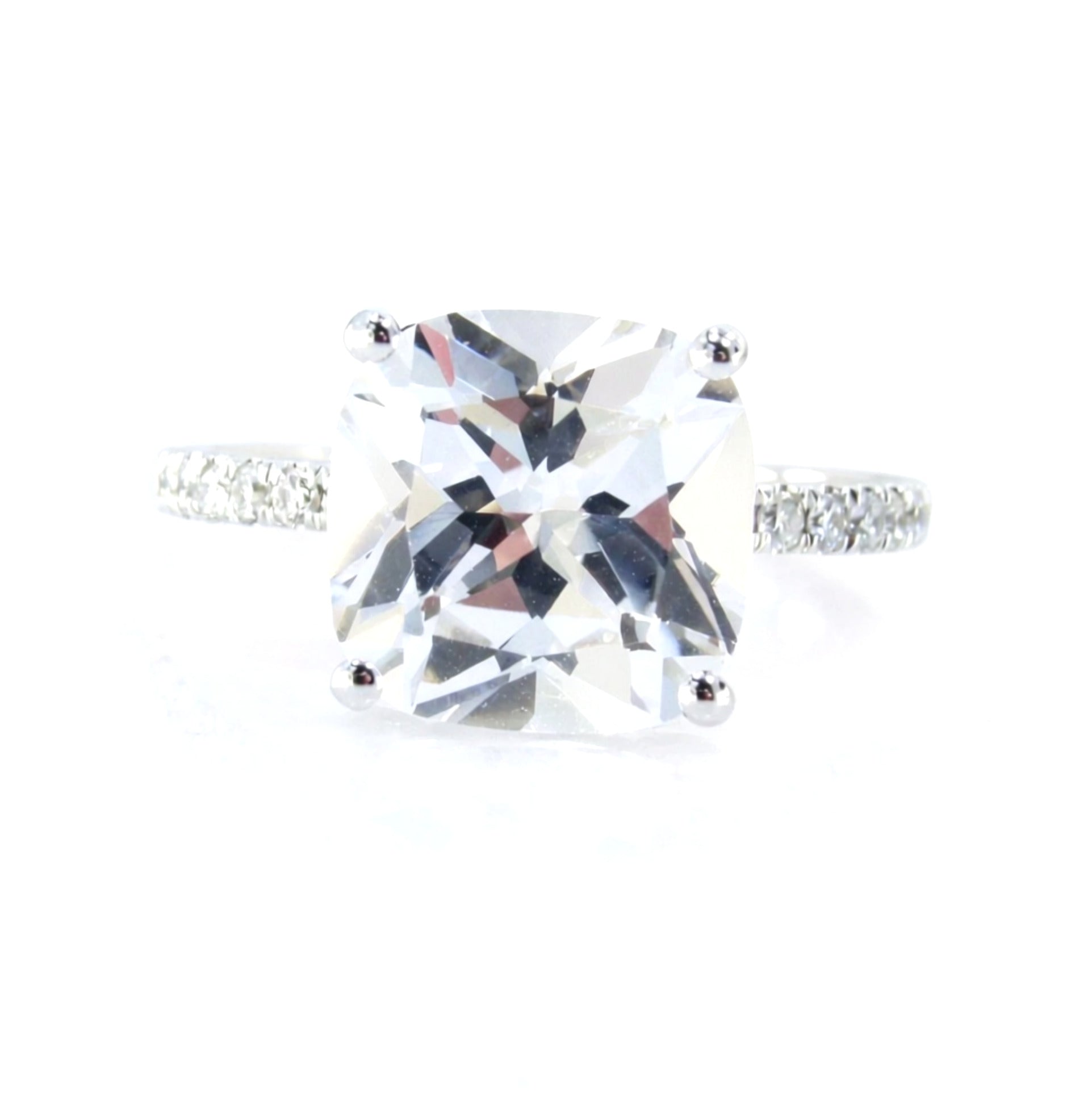 5Ct Cushion White Sapphire Engagement Ring, Large Gemstone Ring, Solitaire Ring, White Sapphire Cushion Cut, Solitaire Proposal Ring, Ready Wan Love Designs