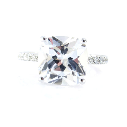 5Ct Cushion White Sapphire Engagement Ring, Large Gemstone Ring, Solitaire Ring, White Sapphire Cushion Cut, Solitaire Proposal Ring, Ready Wan Love Designs