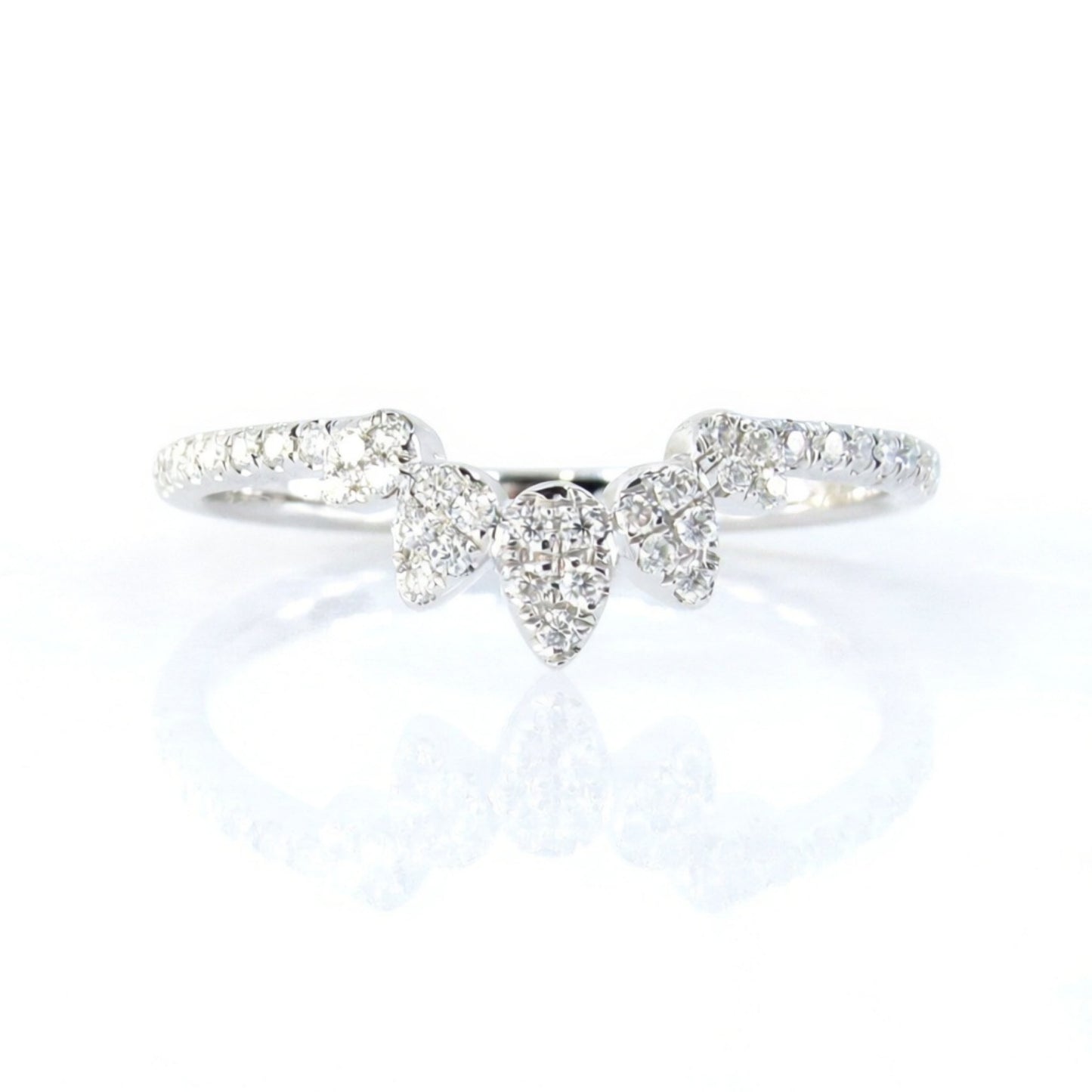 Womens Wedding Ring, Moissanite Band, Moissanite Wedding Ring, Matching Wedding Ring, Curved Wedding Band, Leaf Wedding Band, Gold Pave Ring