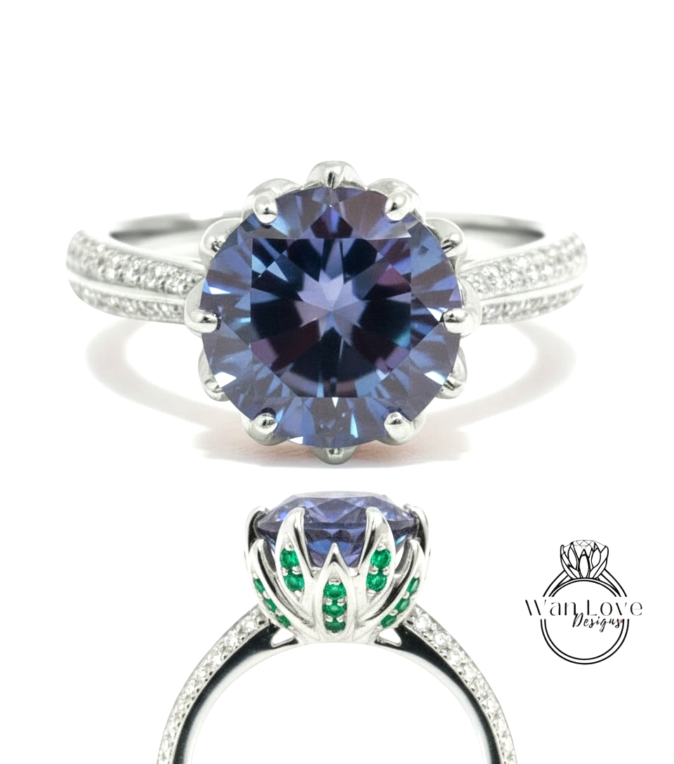 A stunning blue gemstone ring with a silver band and a garnet center stone.