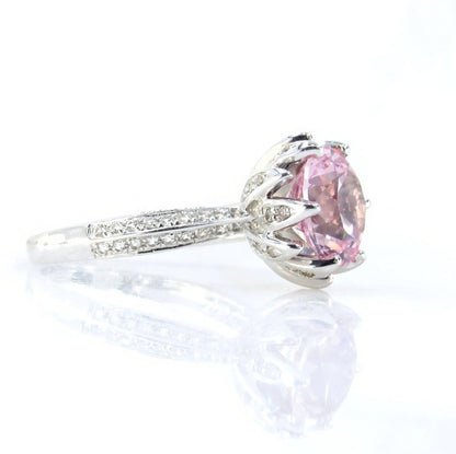 Lotus Flower Engagement Ring with 3 CT Blush Pink Peach Round Sapphire | Lotus Flower Ring | Unique Ring | Moissanite Ring | Ready to Ship Wan Love Designs