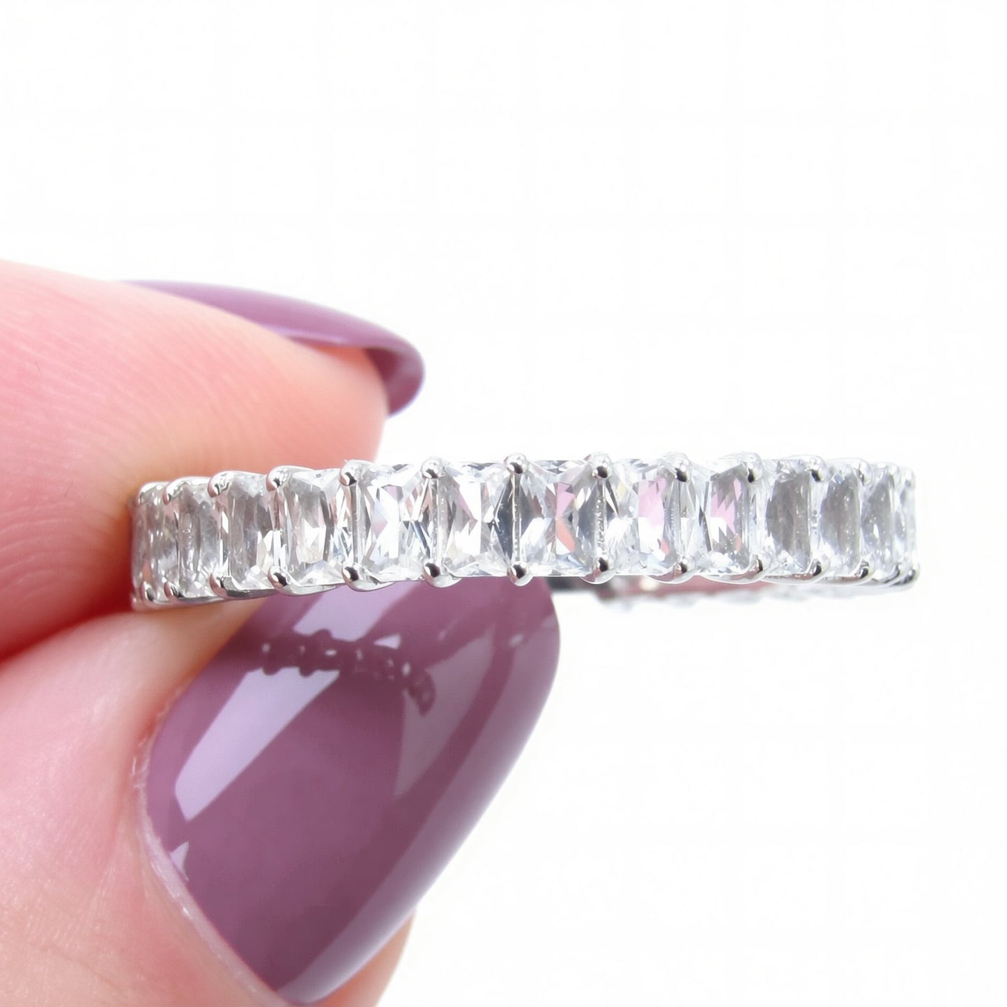 Moissanite Emerald Ring in Gold • Baguette Eternity Band • Diamond Engagement Ring • Wedding Ring • Bold Stacking Ring Wan Love Designs