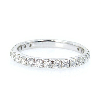Vintage Moissanite wedding band almost eternity band art deco band white gold band vintage ring art deco band anniversary prong set ring