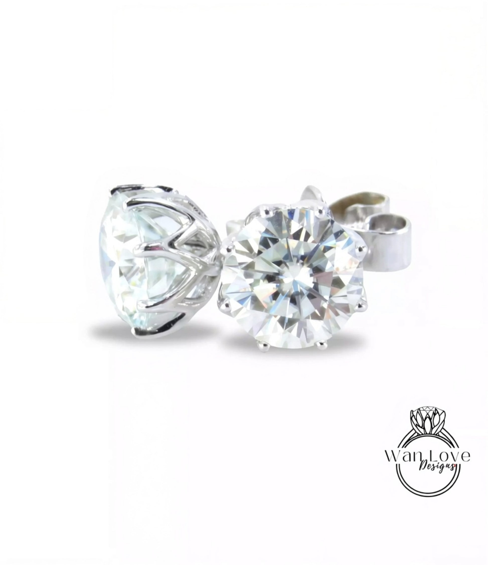 Moissanite Earrings 2ct miossanite studs 8 Prong Screw Back moissanite earrings Rose Gold moissanite earrings Anniversary Gift for her Ready Wan Love Designs