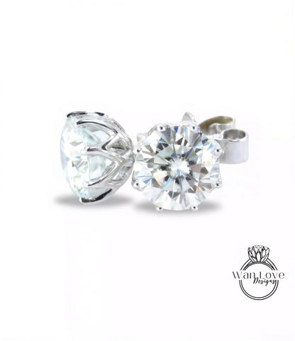 Moissanite Earrings 2ct miossanite studs 8 Prong Screw Back moissanite earrings Rose Gold moissanite earrings Anniversary Gift for her Ready Wan Love Designs