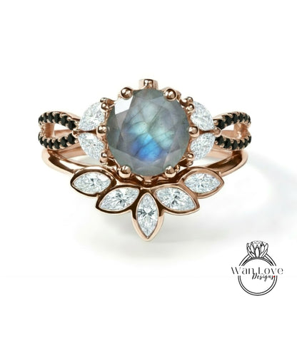 a beautiful engagement ring with a large oval-shaped stone, surrounded by smaller diamonds and a floral design.