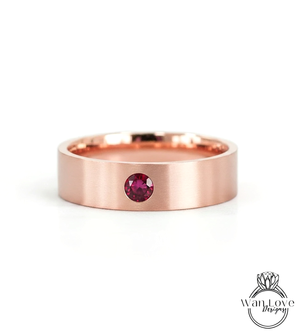 Solid gold mens band Diamond wedding band Art deco Round band 14K 18K rose gold Vintage Bridal ring unique Promise ring Anniversary ring