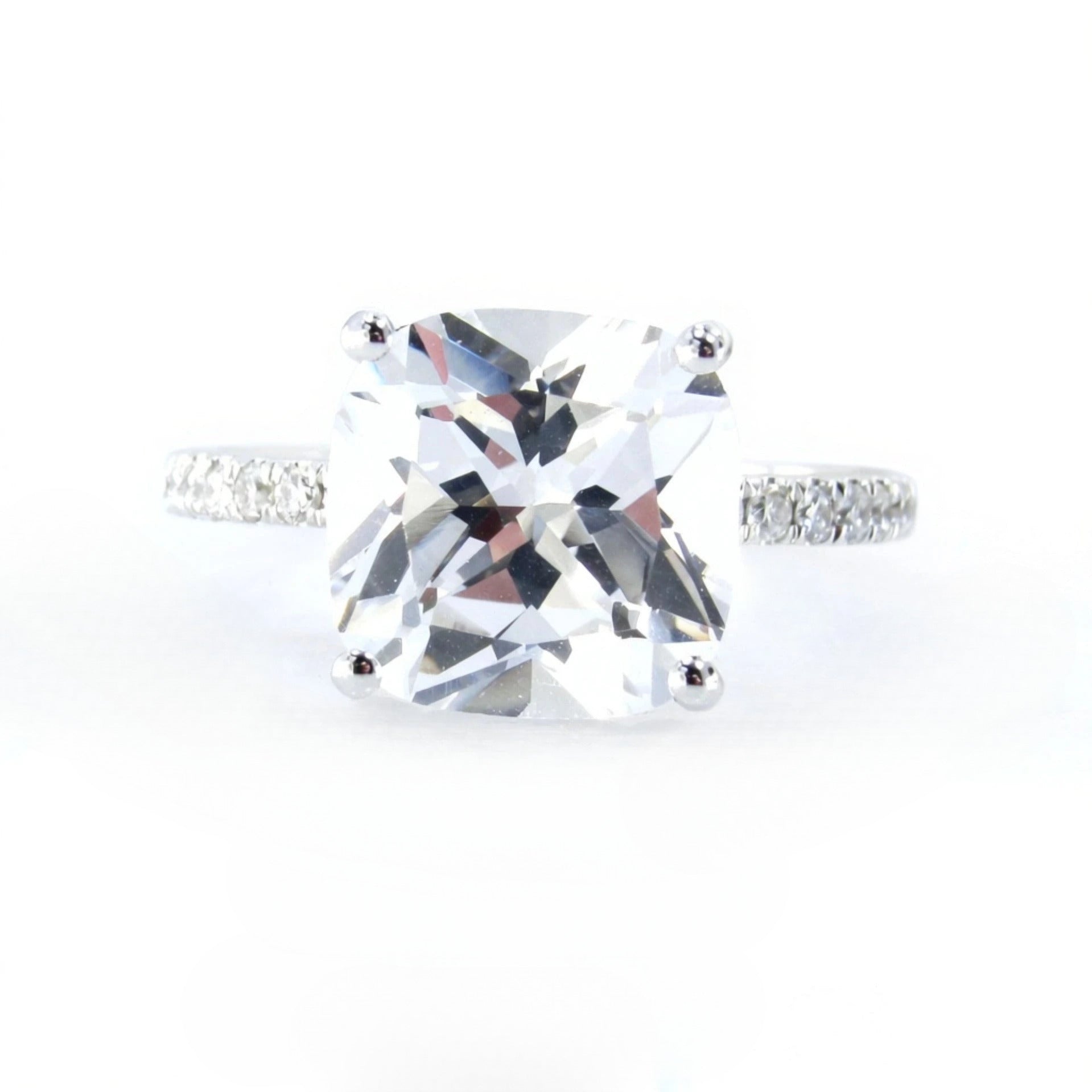 5Ct Cushion White Sapphire Engagement Ring, Large Gemstone Ring, Solitaire Ring, White Sapphire Cushion Cut, Solitaire Proposal Ring, Ready Wan Love Designs