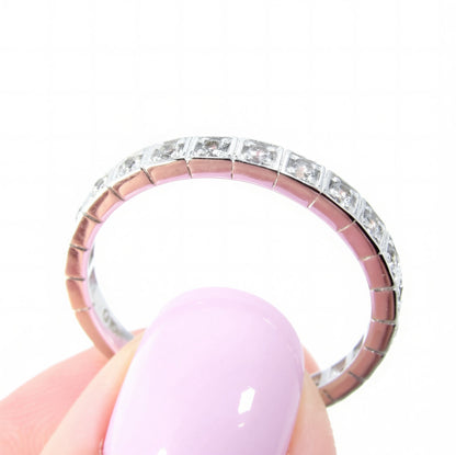 White Sapphire Almost Eternity Wedding Band Ring, Square Modern Band for Her, Custom, White Gold, Anniversary Gift, Ready to Ship