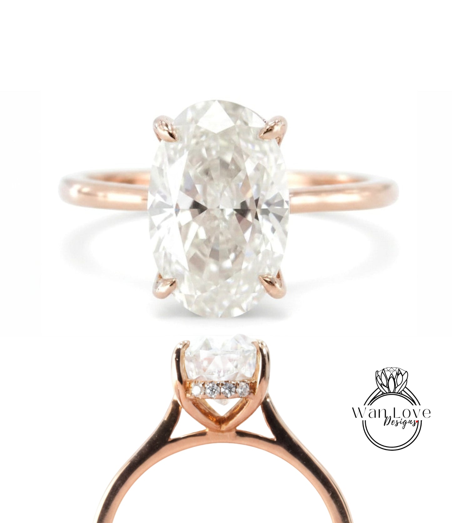 a beautiful engagement ring with a large oval-shaped diamond set in a rose gold band.