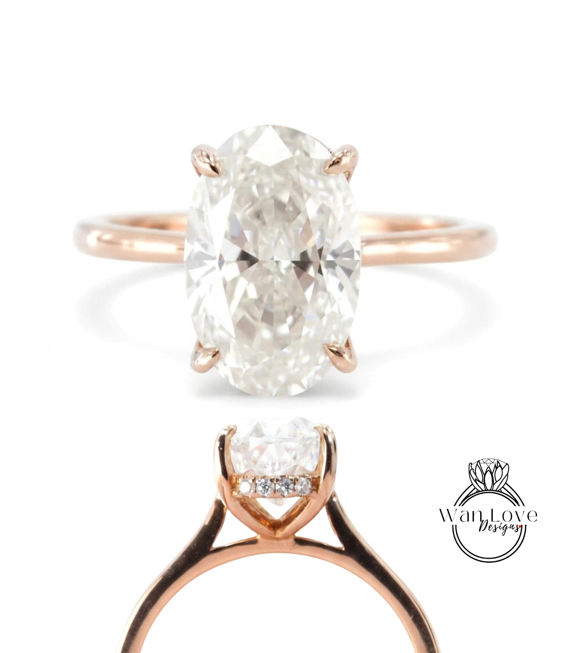 a beautiful engagement ring with a large oval-shaped diamond set in a rose gold band.