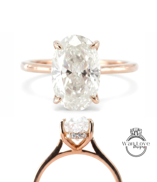 a beautiful engagement ring with a large oval-shaped diamond set in a rose gold band.