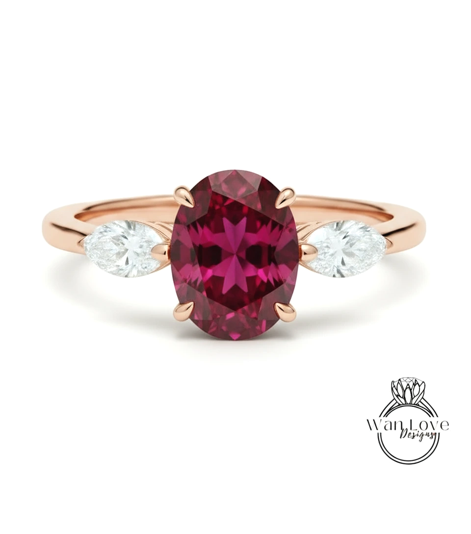 a beautiful engagement ring with a large oval-shaped gemstone set in a rose gold band.
