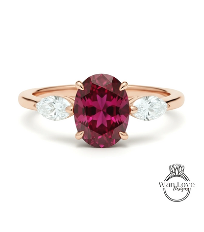 a beautiful engagement ring with a large oval-shaped gemstone set in a rose gold band.