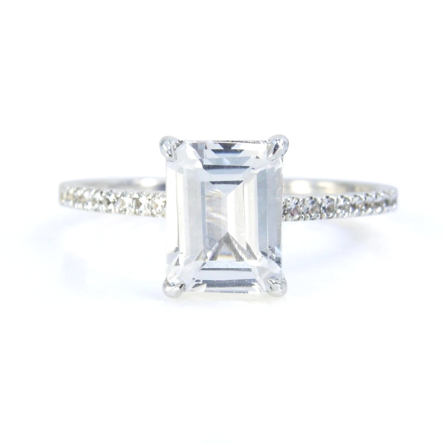 White Sapphire Emerald Cut Engagement Ring 2ct Vintage solitaire prong Wedding Anniversary promisse ring Basket set ring, Ready to ship