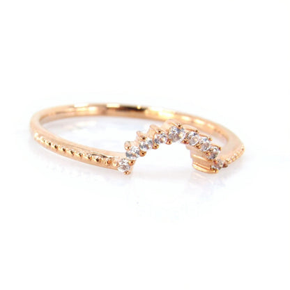 Rose Gold White Sapphire band Curved milgrain wedding band Filigree Milgrain Half Eternity Wedding Band Ring Anniversary her wedding jewelry Wan Love Designs