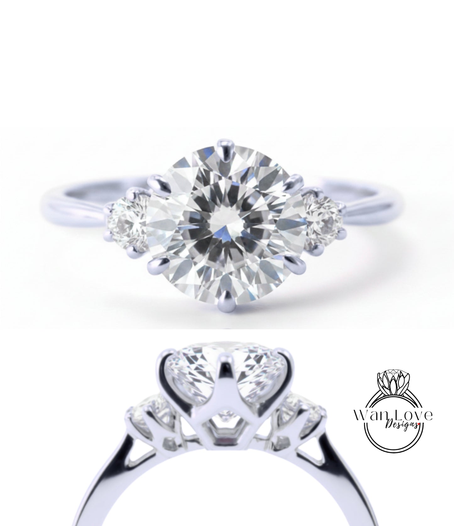A close-up view of a diamond engagement ring with a large, brilliant-cut diamond set in a silver band.