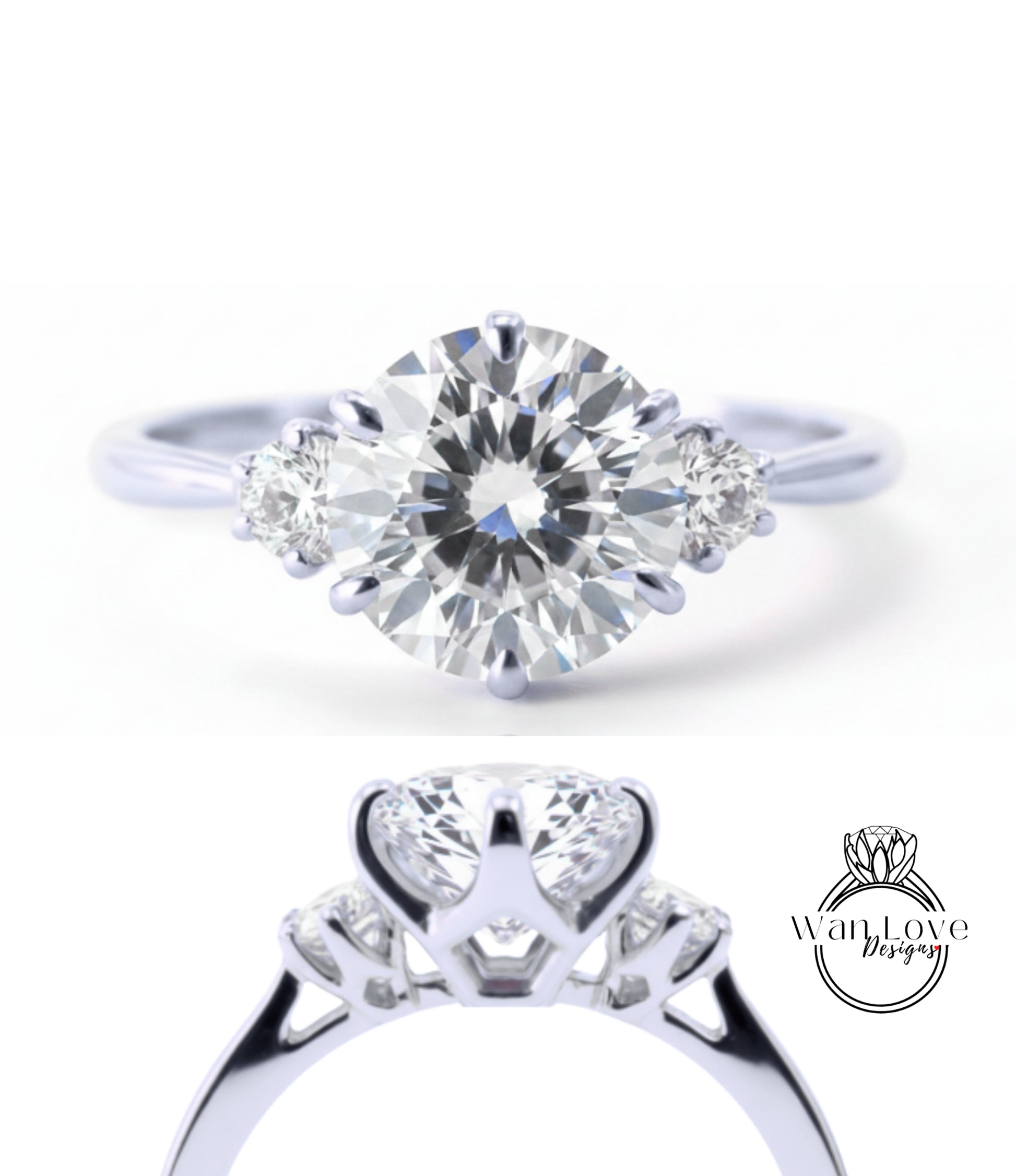 A close-up view of a diamond engagement ring with a large, brilliant-cut diamond set in a silver band.