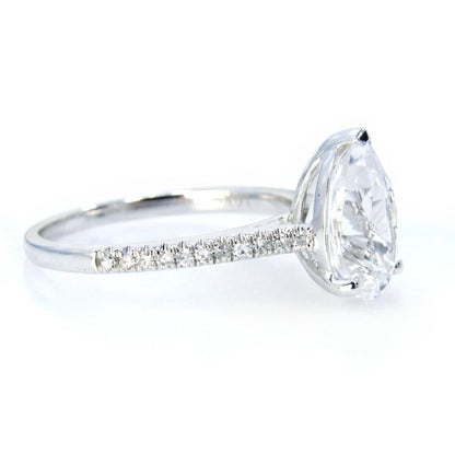 Pear White Sapphire Vintage Engagement Ring pear cut ring prong ring half eternity ring art deco ring bridal ring anniversary Ready to Ship Wan Love Designs