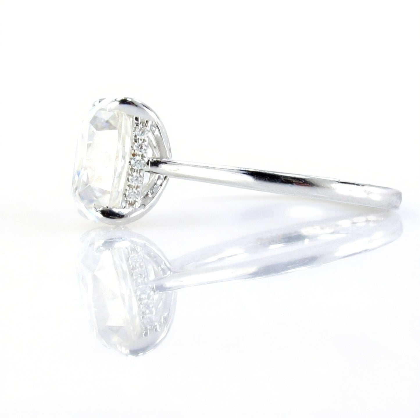 OMC Old Mine Cut Moissanite Engagement Ring Elongated Cushion Side Halo ring art deco White Gold ring 4ct Wedding Anniversary Gift Ready