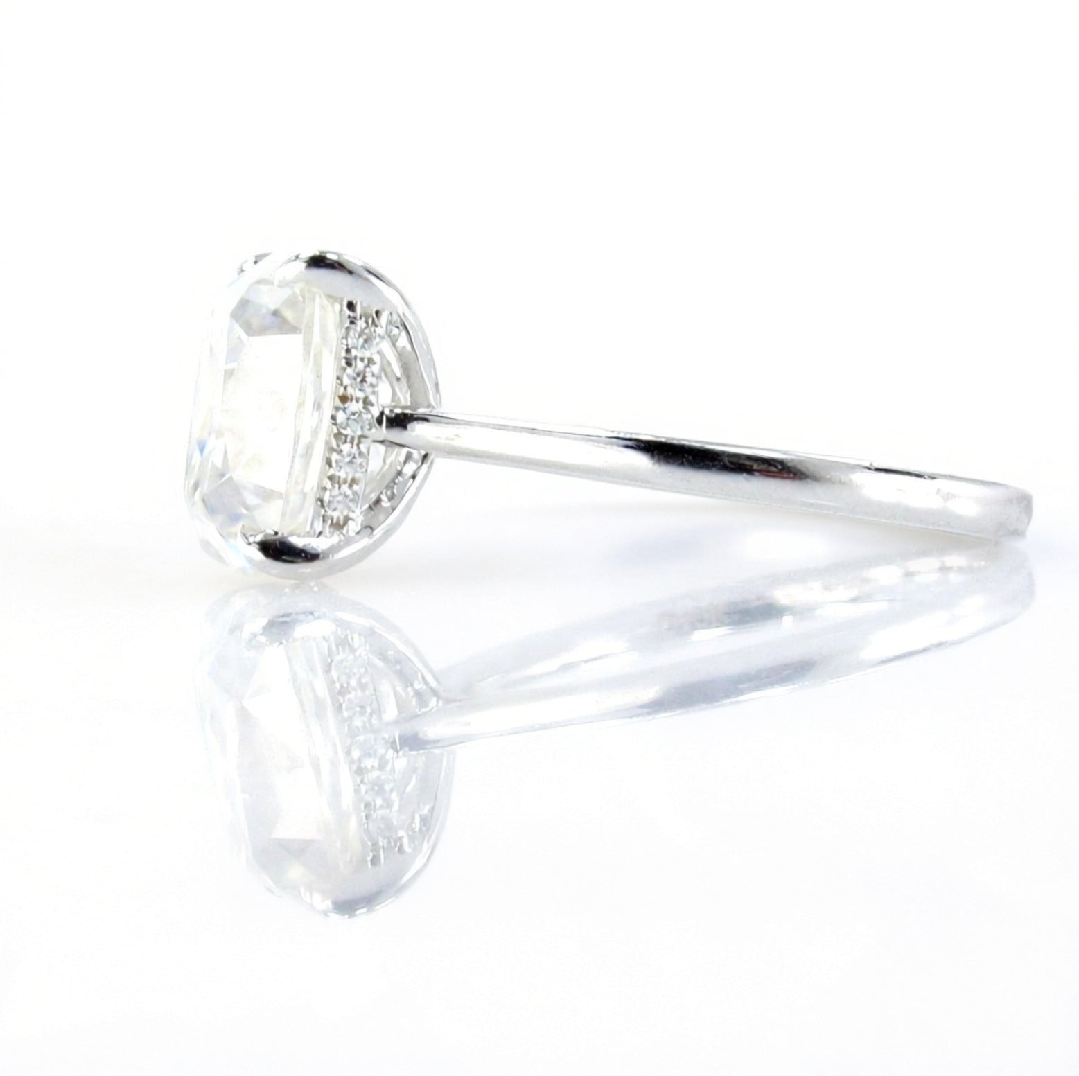 OMC Old Mine Cut Moissanite Engagement Ring Elongated Cushion Side Halo ring art deco White Gold ring 4ct Wedding Anniversary Gift Ready